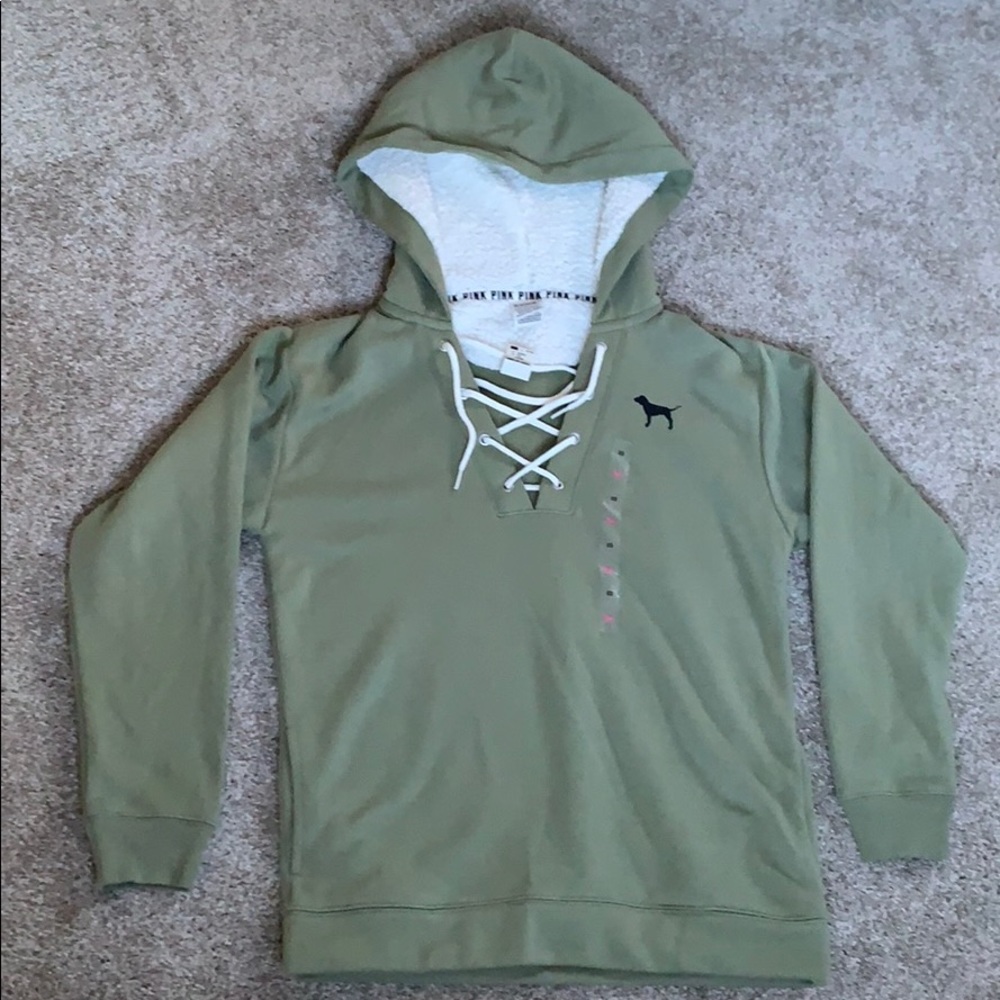 PINK Lace up pull over hoodie